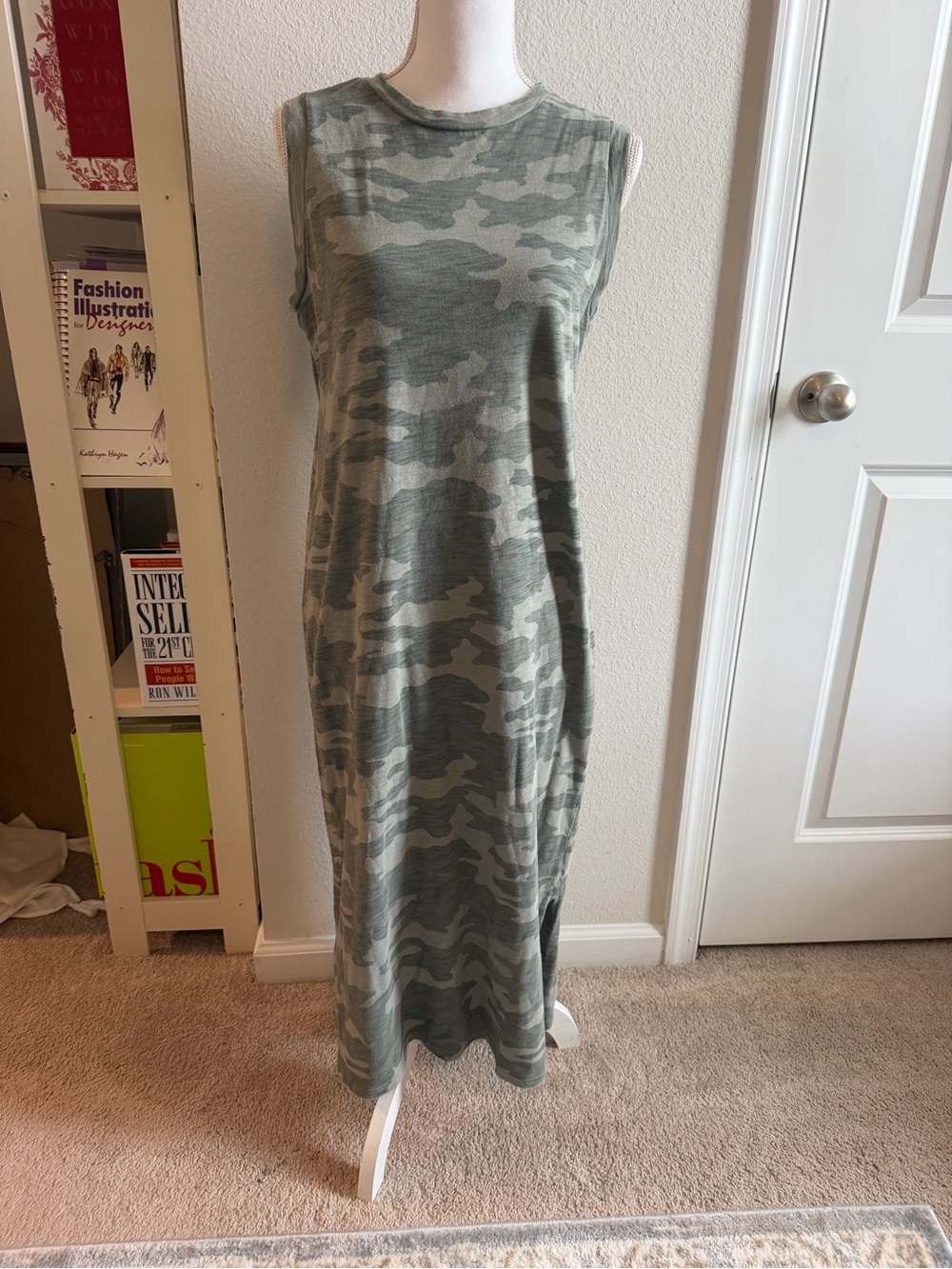Universal Threads Sleeveless Camo Midi Dress in Olive Green